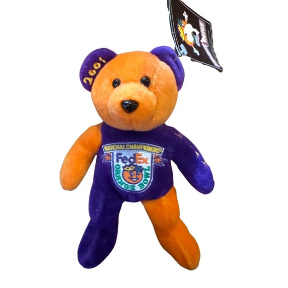 2001 FedEx Orange Bowl Limited Edition Bean Plush Stuffed Bear _NWT - Picture 1 of 10